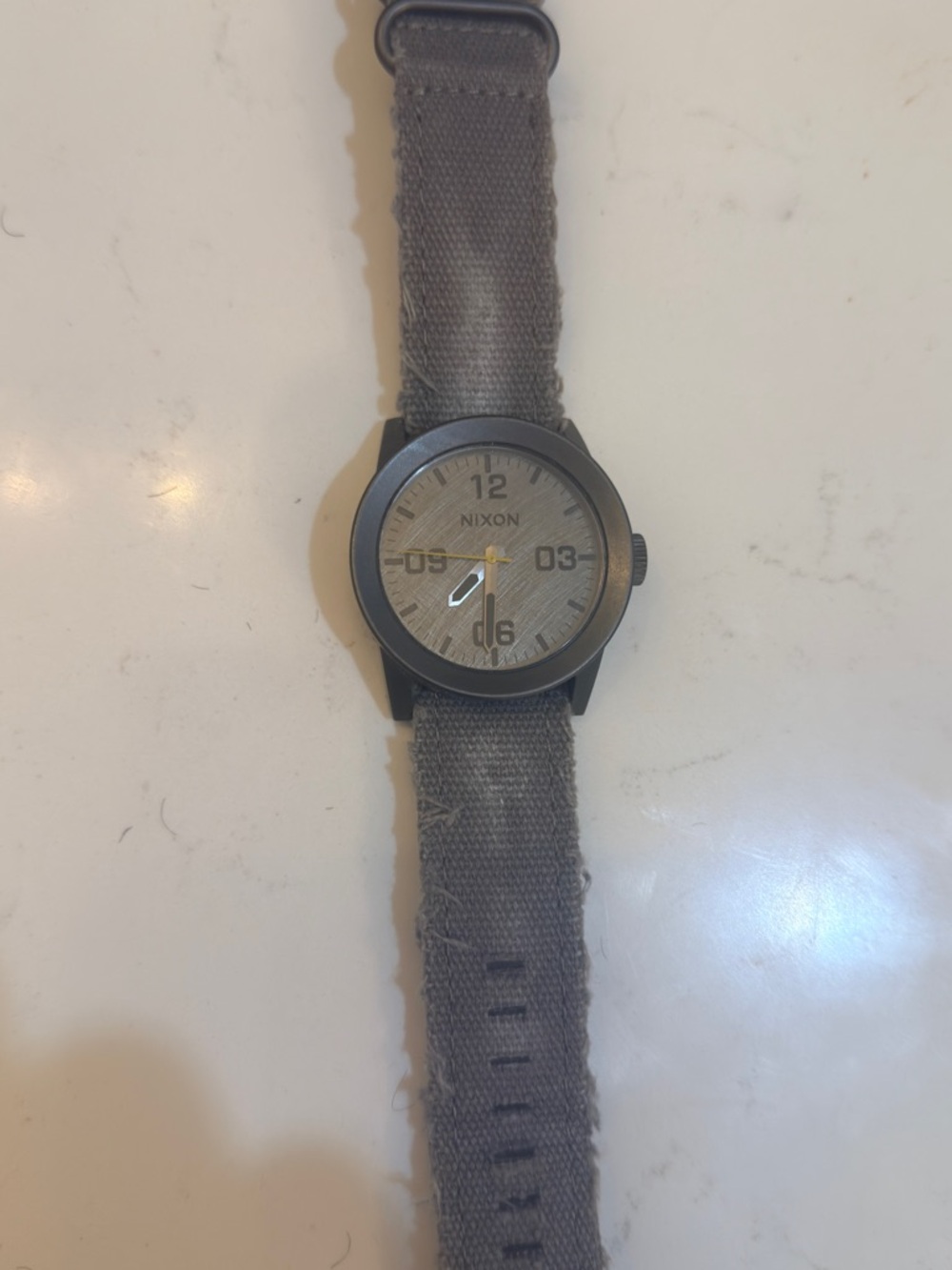 Nixon Gray Canvas Strap Watch with Black Case